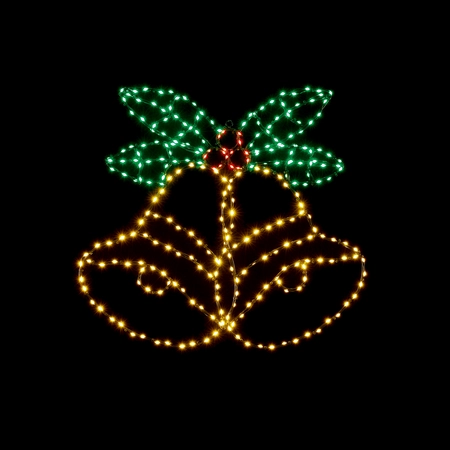 Flashing Flexibrights Bells And Holly Multi colour LEDs 56 X 51cm