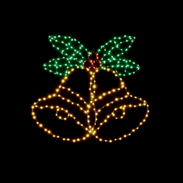 Flashing Flexibrights Bells And Holly Multi colour LEDs 56 X 51cm