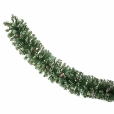Frosted Green Garland Mixed Tip with Cones 270cm
