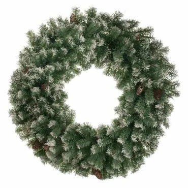 Frosted Wreath with Cones Dia 100cm