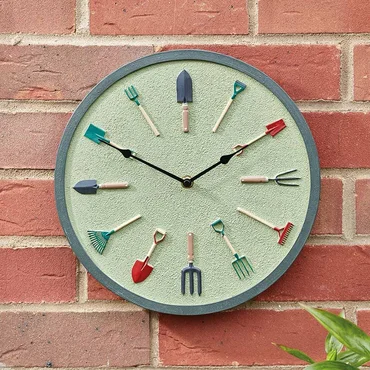 Garden Tools Sage Wall Clock 12in - image 1