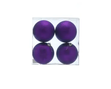 Glitter Balls Deep Purple (Pack Of 4 X 15cm)