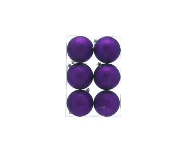 Glitter Balls Deep Purple (Pack Of 6 X 10cm)