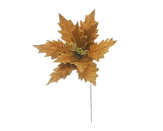 Gold Poinsettia with Gold Glitter Stem (70cm)