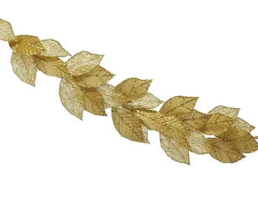 Gold With Gold Glitter And Leaf Garland (118cm)