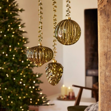 Green Glass Micro LED Ornament Ball - image 3