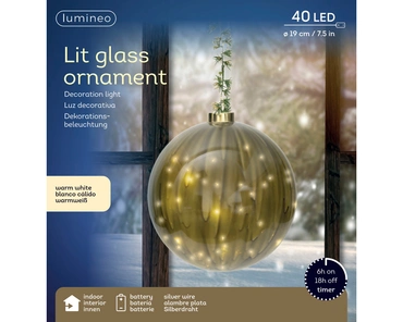 Green Glass Micro LED Ornament Ball - image 1