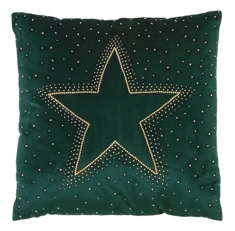 Green Velvet with Bead Star Cushion 45 x 45cm