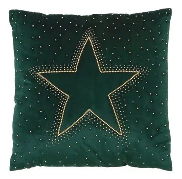 Green Velvet with Bead Star Cushion 45 x 45cm