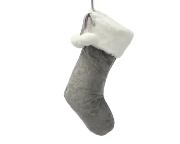 Grey Star Embossed Stocking (48cm) - image 1