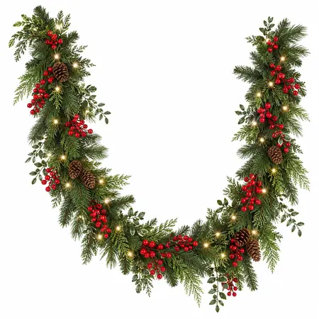 Hollyberry  9ft X 12" Prelit Garland - image 1