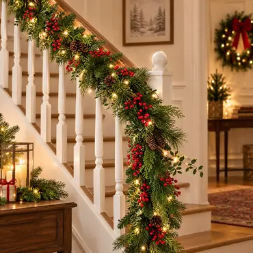 Hollyberry  9ft X 12" Prelit Garland - image 2