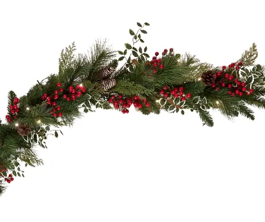Hollyberry Garland Prelit 6ft X 10" - image 1