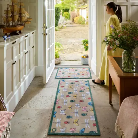 Hug Rug Bugs & Butterflies Beige Runner 65x150 - image 2