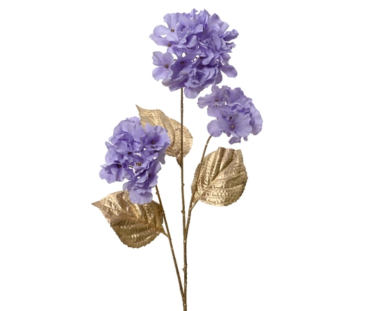 Hydrangea Hydrangea On Stem Polyester With Matt Gold Champange Leaf