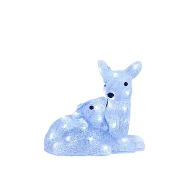 Inlit Ice Doe & Fawn White