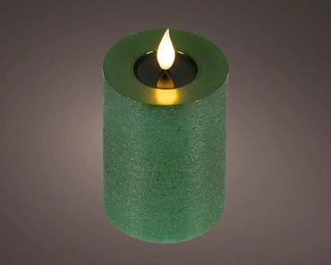 LED realistic wick candle wax pit on top w resin fire flame effect BO indoor