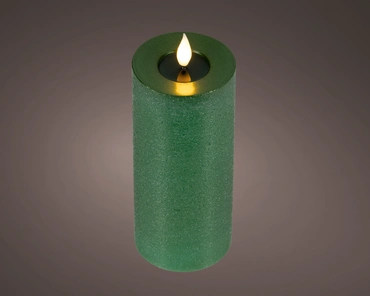 LED realistic wick candle wax pit on top w resin fire flame effect BO indoor