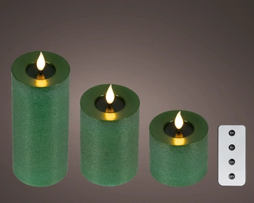 LED realistic wick candle wax pit on top w resin fire flame effect BO indoor mix