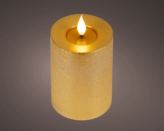 LED realistic wick candle wax pit on top w resin fire flame effect BO indoor - image 1