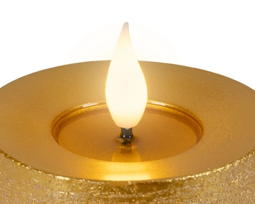 LED realistic wick candle wax pit on top w resin fire flame effect BO indoor - image 3