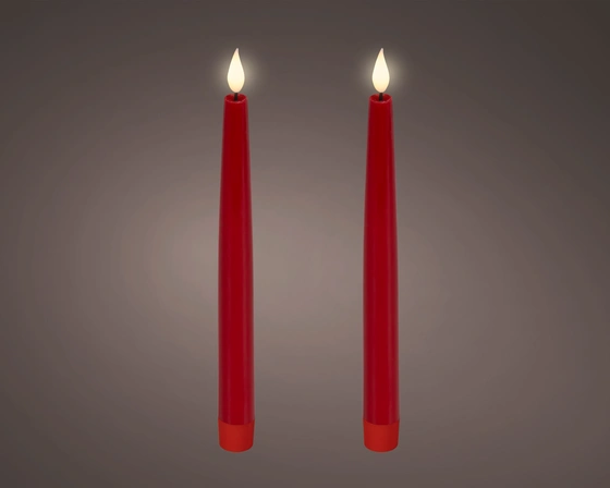 LED realistic wick dinner candle wax tapered fire flame effect BO indoor - image 1
