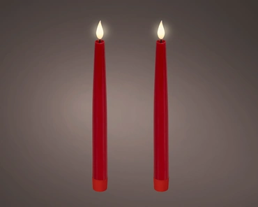 LED realistic wick dinner candle wax tapered fire flame effect BO indoor - image 1