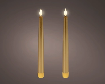 LED realistic wick dinner candle wax tapered fire flame effect BO indoor