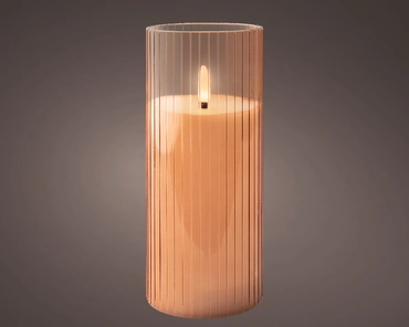 Led Wick Candle Glass Vertical Stripes Steady Bo Indoor