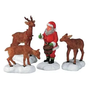 Lemax Santa Feeds Reindeer
