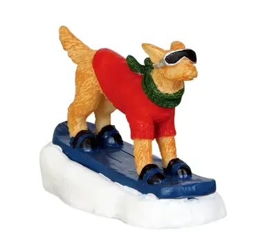 Lemax Snowboarding Dog