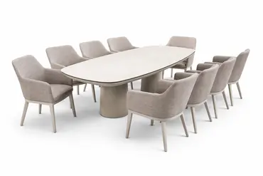 Life Madeira 8 Seat Dining Set in Oyster with Nuna Chairs