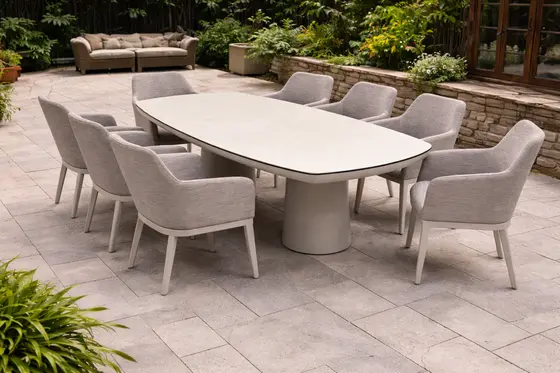 Life Madeira 8 Seat Dining Set in Oyster with Nuna Chairs - image 2