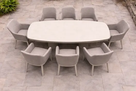 Life Madeira 8 Seat Dining Set in Oyster with Nuna Chairs - image 4