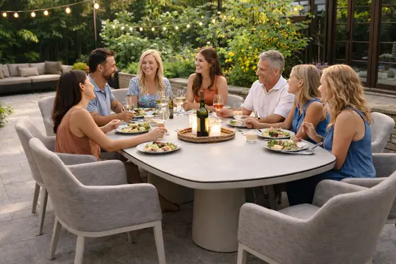 Life Madeira 8 Seat Dining Set in Oyster with Nuna Chairs - image 5