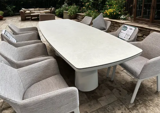 Life Madeira 8 Seat Dining Set in Oyster with Nuna Chairs - image 3