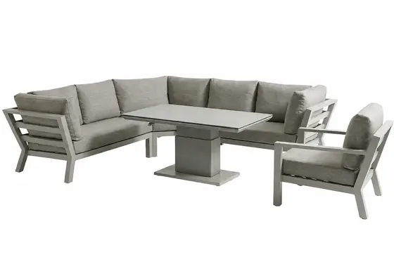 LIFE Timber High Arm Corner Set with Armchair Beige - image 1