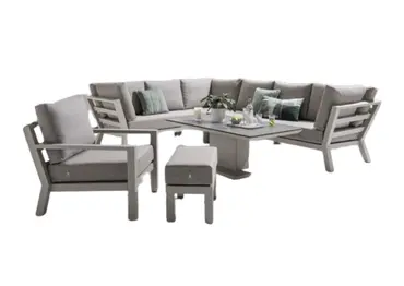 LIFE Timber High Arm Corner Set with Armchair Beige