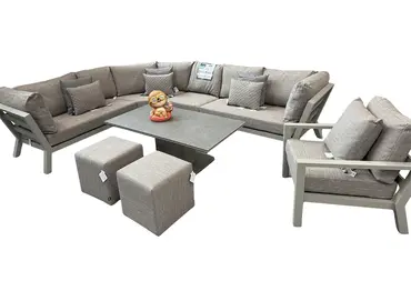 LIFE Timber High Arm Corner Set with Armchair Beige