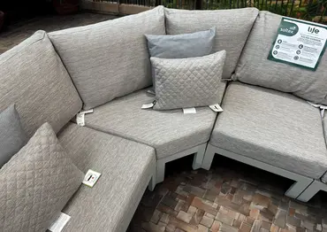 LIFE Timber High Arm Corner Set with Armchair Beige - image 3