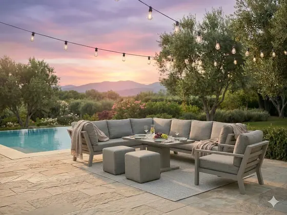 LIFE Timber High Arm Corner Set with Armchair Beige - image 2