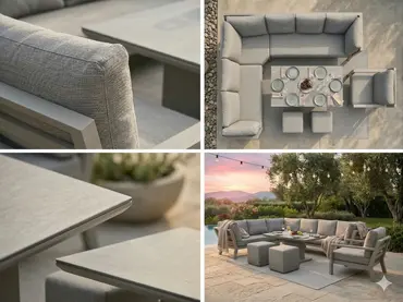 LIFE Timber High Arm Corner Set with Armchair Beige - image 7