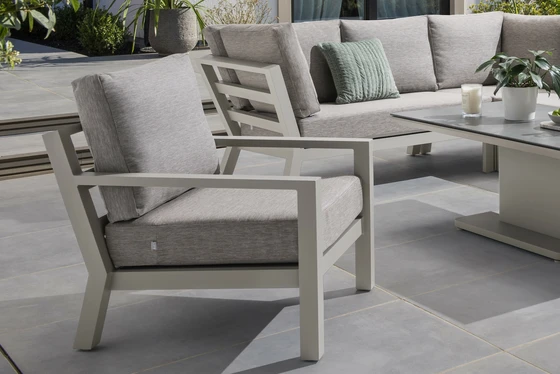 LIFE Timber High Arm Corner Set with Armchair Beige - image 3