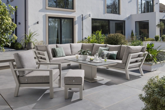 LIFE Timber High Arm Corner Set with Armchair Beige - image 1