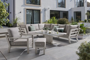 LIFE Timber High Arm Corner Set with Armchair Beige