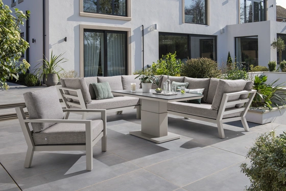 LIFE Timber High Arm Corner Set with Armchair Beige - image 2