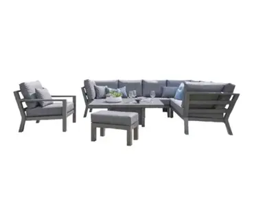 LIFE Timber High Arm Corner Set with Armchair Grey