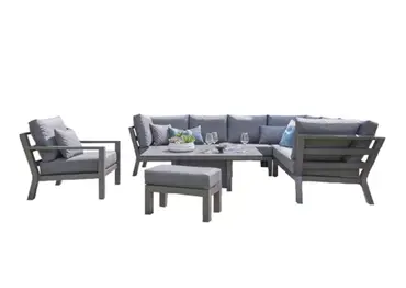 LIFE Timber High Arm Corner Set with Armchair Grey