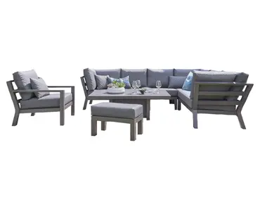 LIFE Timber High Arm Corner Set with Armchair Grey