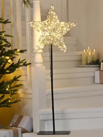 Lit Star On Stand Warm White Multifunction 100cm 